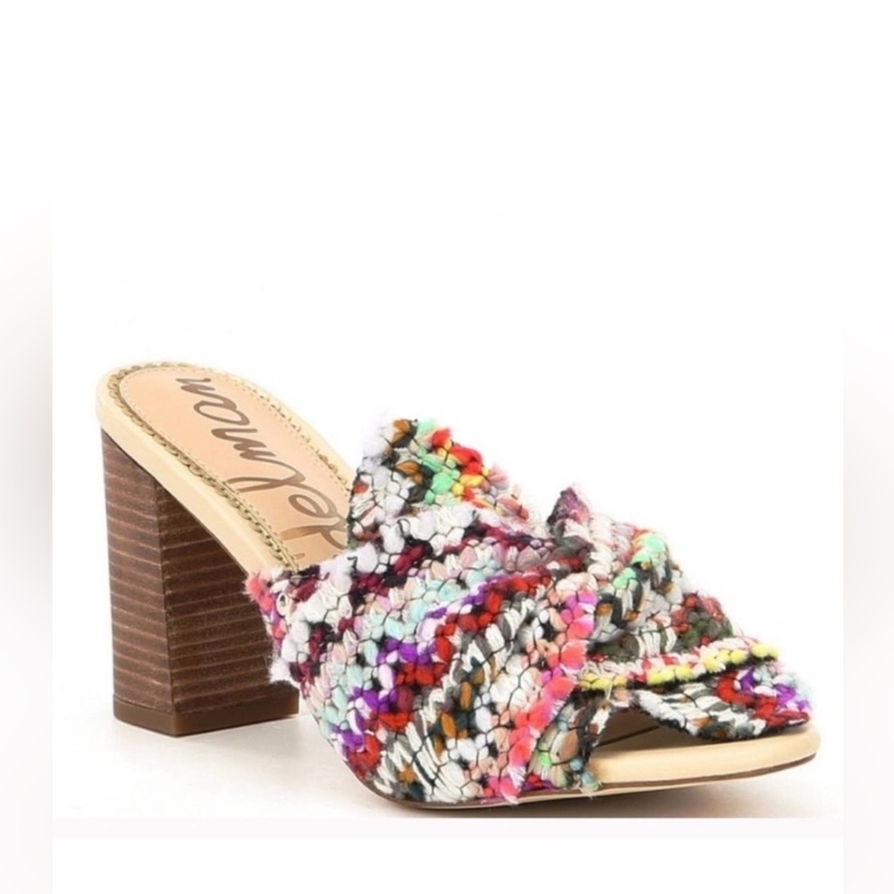 Sam Edelman Oda Multicolor Tweed Knot-Top Heeled Mule, Size US 8